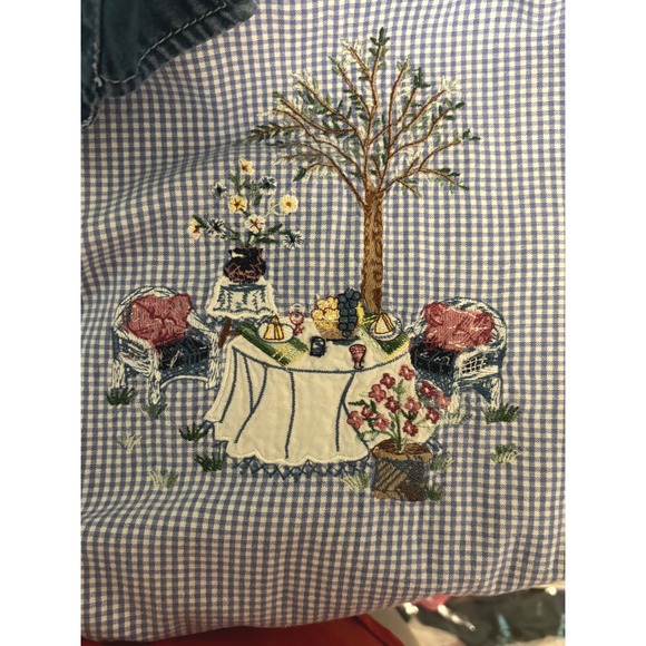 Solutions Original Vintage Embroidered Gingham Button Down CottageCore Size XL - Picture 5 of 10